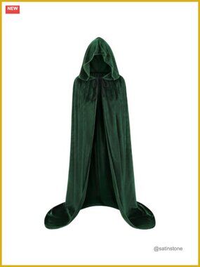 Unisex Velvet Hooded Cape Cosplay Costume Cloak Robe